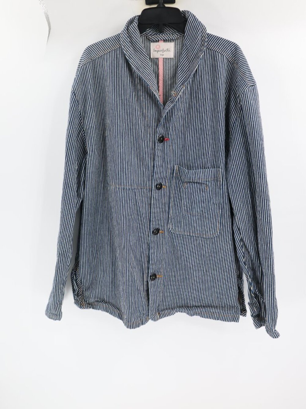 Imperfects Chore Jacket Men's Large Cotton Striped Button Front Pocket field